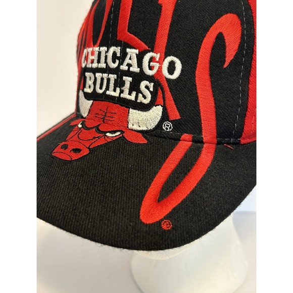 Chicago Bulls Snapback Cap Spell Out Hard to Find Wool Blend Hat AJD 90's - Picture 5 of 16